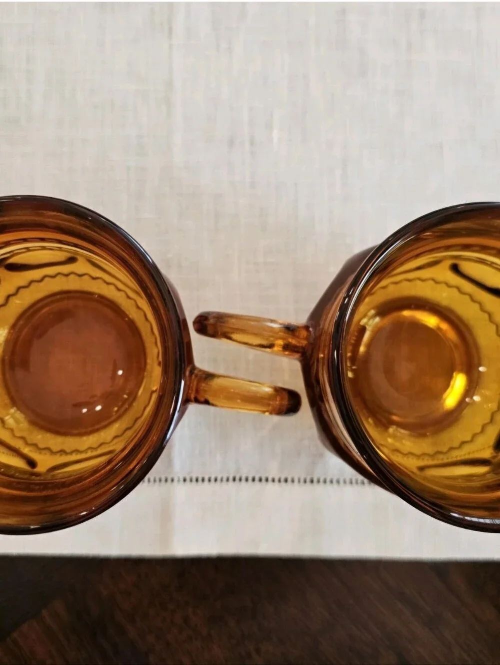 Vintage Indiana Glass Amber King's Crown Creamer & Sugar Set